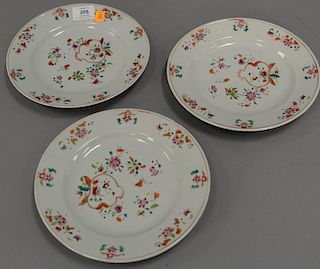 Set of three export plates, probably 18th century. dia. 9 1/4 in.