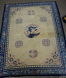 Peking Chinese Oriental carpet (worn), 8'4" x 12'8".