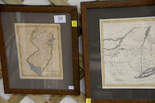 Group of three framed state maps including Jedidiah and Sidney Mosse New Jersey published by Thomas Andrews 1796 (8" x 6"), Jedidiah...