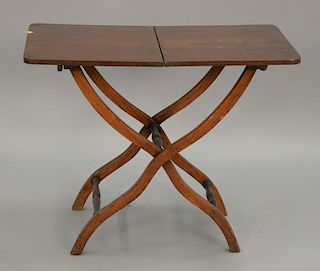 George III mahogany folding table, 19th century. ht. 27 in.; top: 17 1/2" x 34 1/2"