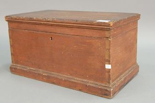 Primitive lift top box, interior with sliding tray (some old finish). ht. 10 in.; wd. 18 1/2 in.; dp. 10 1/2 in.