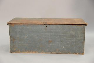 Primitive blue painted lift top chest. ht. 16 in.; lg. 40 in.