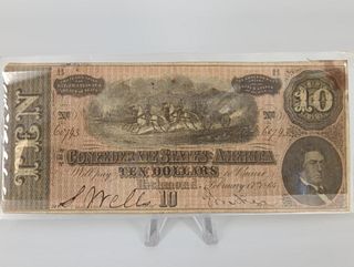 Confederate States of America Ten Dollar Bill