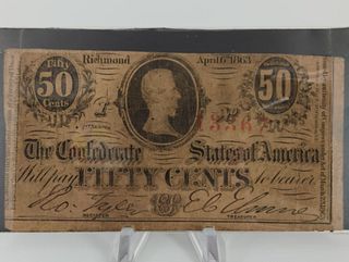 Two Confederate Fifty Cent Notes