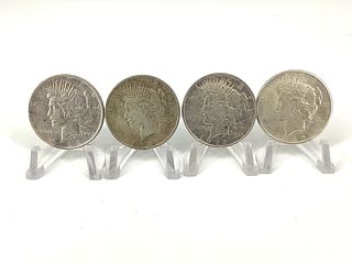 Four U.S. Silver Peace Dollar Coins