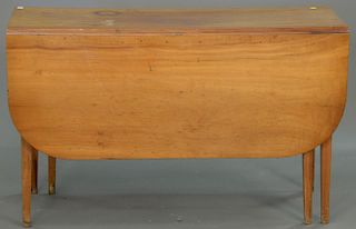 Cherry Federal drop leaf table with six legs, circa 1800. ht. 28 1/2 in.; wd. 47 in.; dp. 19 in.