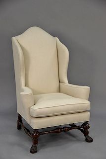 William and Mary style upholstered wing chair (very clean).