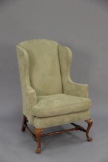 Queen Anne style upholstered wing chair, quilt design micro suede fabric (very clean).