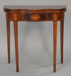 Custom mahogany game table. ht. 30 in.; wd. 30 in.; dp. 15 in.