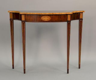 Council Federal style hall table with inlaid urn. ht. 32 in.; wd. 39 1/2 in.; dp. 11 1/2 in.