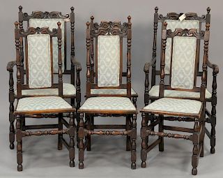 Set of six oak chairs signed Smith and Watson Madison Ave, N.Y.