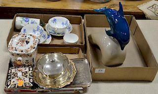 Lot to include china and dolphin figure.