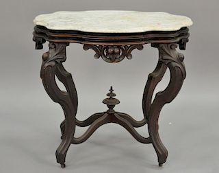 Victorian shaped marble top table. ht. 29 in.; top: 24" x 32"