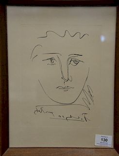 Pablo Picasso original etching "Pour Robie" signed and titled in plate, 10" x 8".