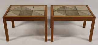 A Pair Of Danish Modern Tile Top Tables.