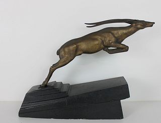 Jean Demarco Art Deco Bronze Gazelle