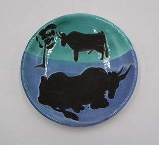 Pablo Picasso (Spanish, 1881-1973) "Toros" Madeira Porcelain Plate
