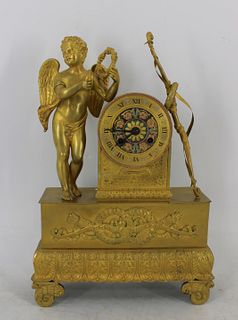 Fine 19 Century Gilt Bronze Enameled Figural Clock