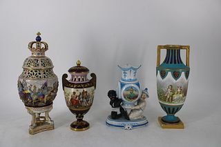 Lot Of 3 Porcelain Urns And A Vase.