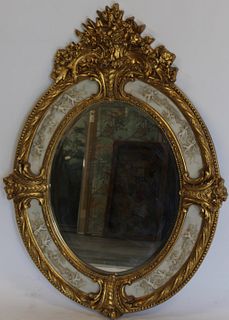 Vintage, Large And Decorative Gilt Mirror.