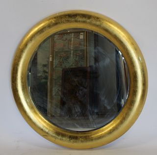 Vintage Midcentury Style Round Giltwood Mirror