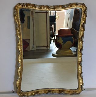 Midcentury Carved, Gilt  & Paint Decorated Mirror