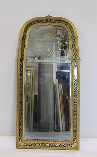 18/19th Century Giltwood Mirror With Eglomise