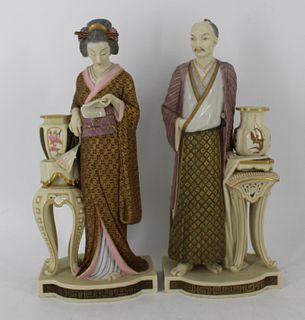 Pair Of Royal Worcester Japanese Porcelain Figures