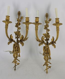 A Large Pair Of Bronze Caldwell Quality Sconces.