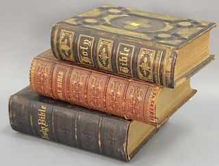 Three family bibles, mid 19th century.