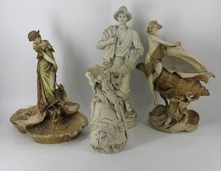 4 Large Royal Dux Porcelain Figures.