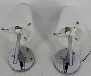A Pair Of Chrome Of Glass Midcentury Style Sconce
