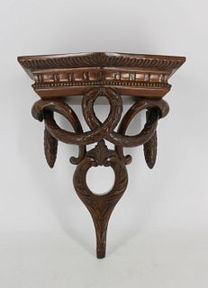 Vintage And Finely Carved Wood Wall Mount .