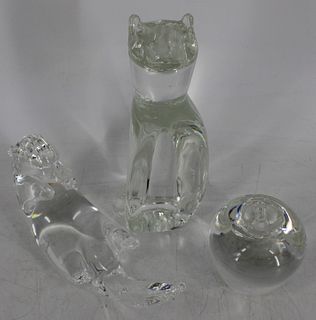 3 Steuben Glass Cabinet Items.