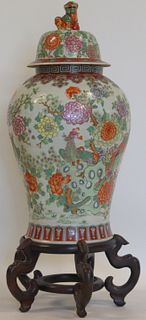 Large Asian Lidded Jar on Stand.
