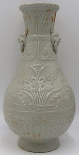 Chinese? Celadon Glazed Terracotta Vase.