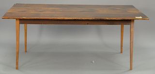 James Dew custom dining table, primitive style. ht. 29 in.; top: 72" x 40"