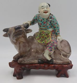 Chinese Famille Rose Enamel Decorated Boy on a