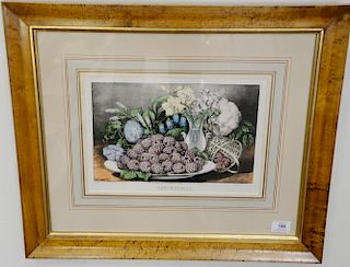 Two Currier & Ives hand colored lithographs including "Raspberries" marked lower left: published by Currier & Ives and "Fruit and Fl...