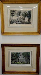 Two Currier & Ives hand colored lithographs including The Battery, New York. By Moonlight" and "Castle Garden, New York" marked lowe...