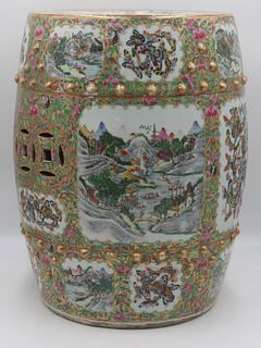 Chinese Export Enamel Decorated Garden Seat.
