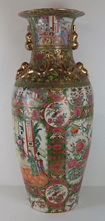 Large Chinese Export Rose Medallion Floor Vase.