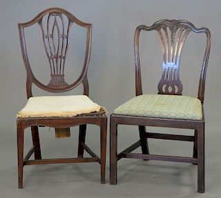 Two George III side chairs.