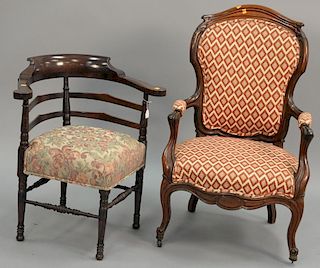 Two chairs including corner chair and gents chair.