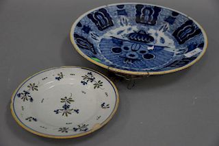 Earthenware charger and plate. charge: dia. 13 1/2 in.; plate: dia. 9 in.