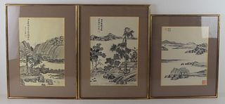 (3) Signed Chinese Watercolors.