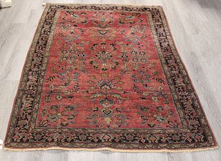 Antique And Finely Hand Woven Sarouk Style Carpet.