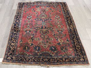 Antique And Finely Hand Woven Sarouk Style Carpet.