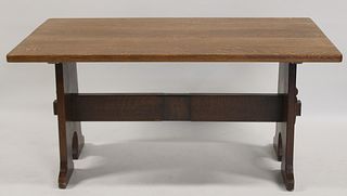 Stickley Style Oak Trestle Table.