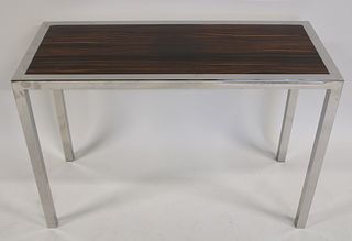 Vintage Pace Chrome And Rosewood Console Table.